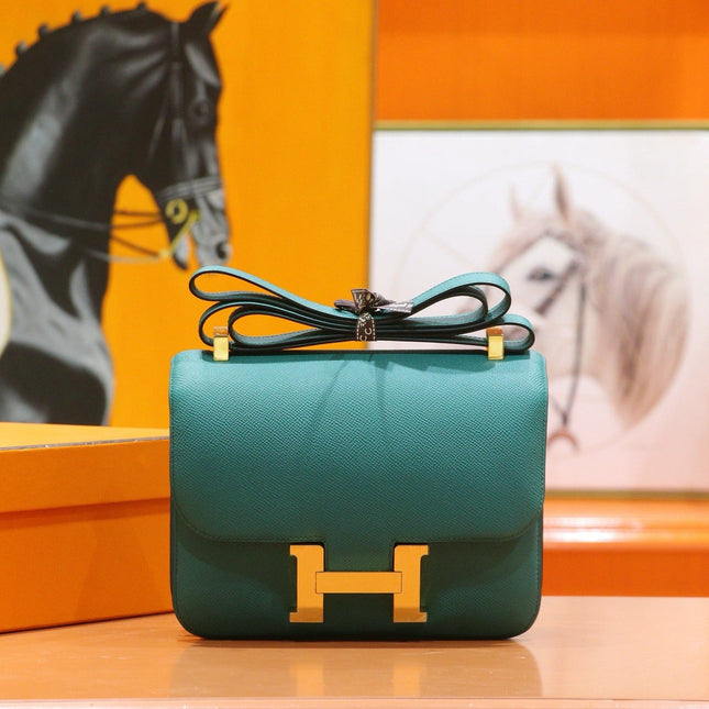 HM 25S CONSTANCE EVERCOLOR BAG 24 CM IN DARK GREEN EPSOM WITH GOLD HARDWARE