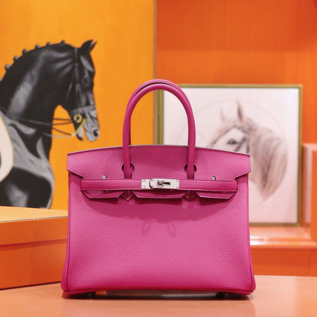 HM 25S BIRKIN BAG 30 CM IN DARK PINK TOGO WITH SILVER HARDWARE