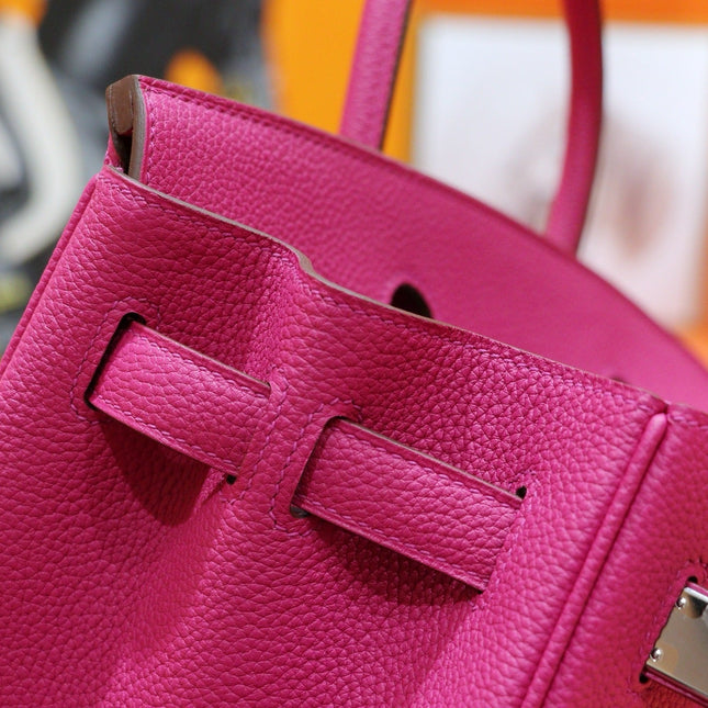 HM 25S BIRKIN BAG 30 CM IN DARK PINK TOGO WITH SILVER HARDWARE