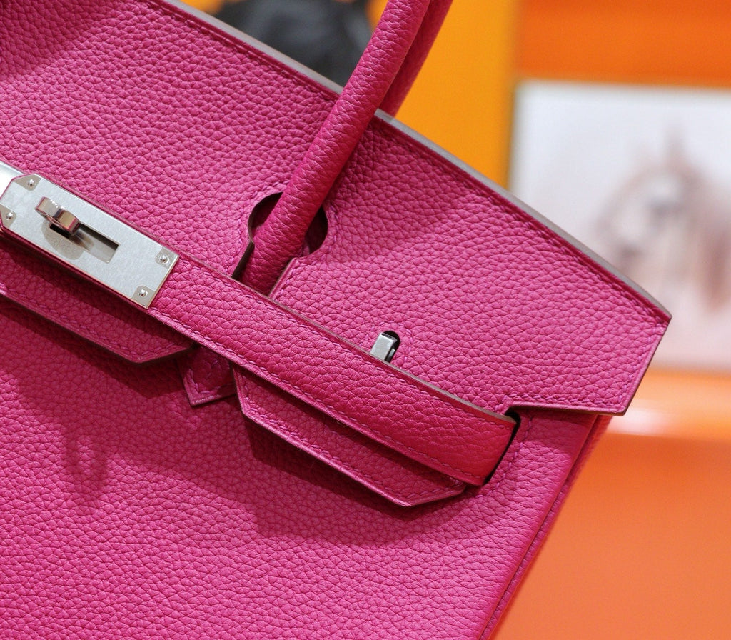 HM 25S BIRKIN BAG 30 CM IN DARK PINK TOGO WITH SILVER HARDWARE