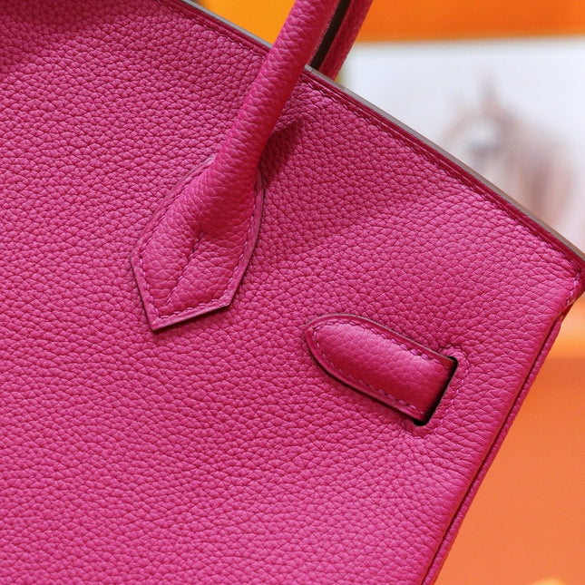 HM 25S BIRKIN BAG 30 CM IN DARK PINK TOGO WITH SILVER HARDWARE