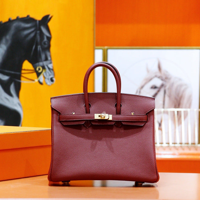 HM 25S BIRKIN BAG 25 CM IN DARK RED TOGO WITH GOLD HARDWARE
