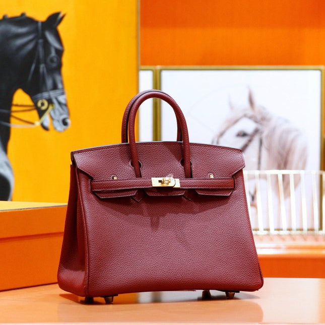 HM 25S BIRKIN BAG 25 CM IN DARK RED TOGO WITH GOLD HARDWARE