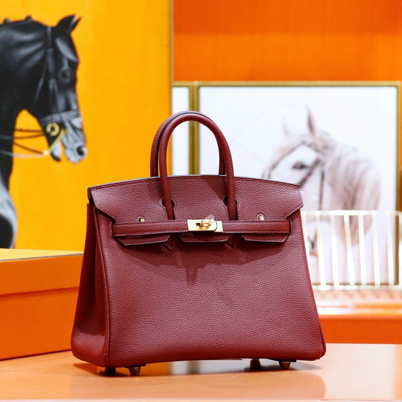 HM 25S BIRKIN BAG 25 CM IN DARK RED TOGO WITH GOLD HARDWARE