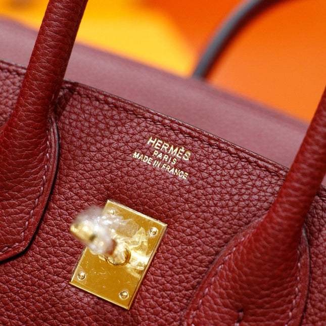 HM 25S BIRKIN BAG 25 CM IN DARK RED TOGO WITH GOLD HARDWARE