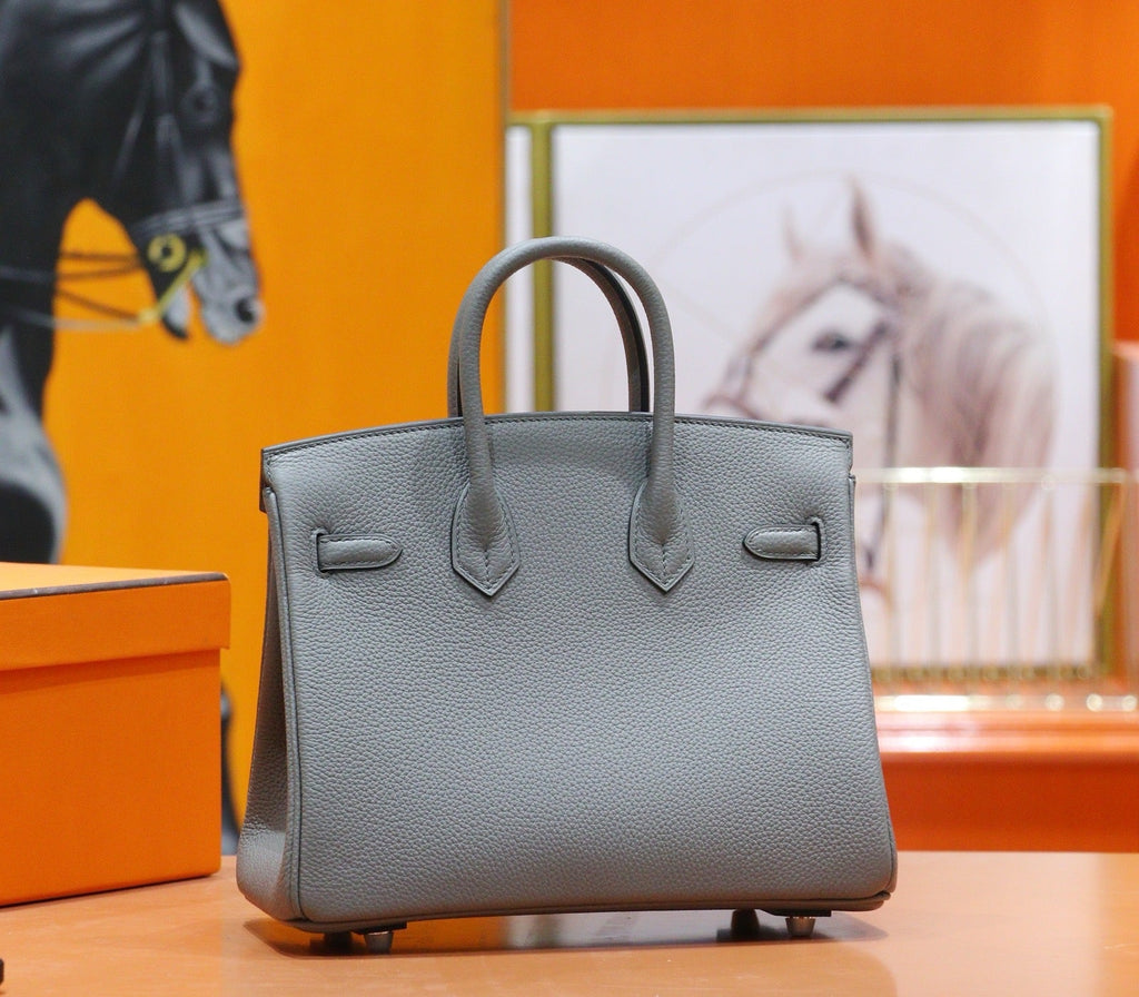 HM 25S BIRKIN BAG 25 CM IN GREY TOGO WITH SILVER HARDWARE