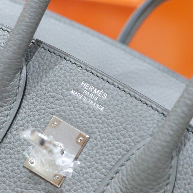 HM 25S BIRKIN BAG 25 CM IN GREY TOGO WITH SILVER HARDWARE