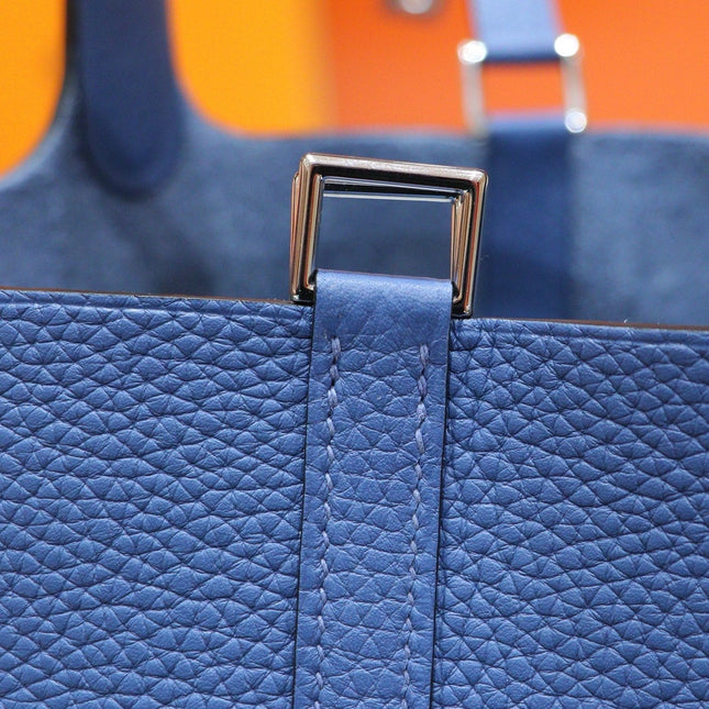 HM 25S PICOTIN BAG 18 CM IN CORNFLOWER BLUE TOGO WITH SILVER HARDWARE