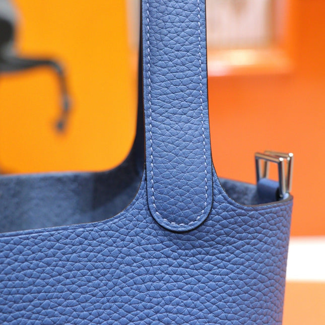 HM 25S PICOTIN BAG 18 CM IN CORNFLOWER BLUE TOGO WITH SILVER HARDWARE