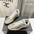 Double C  New Quilted Panda Shoes Gold Sheepskin