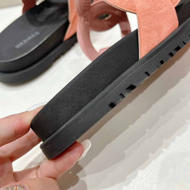 EXTRA SANDAL BLACK MIX PEACH MIX MOSS CALFSKIN
