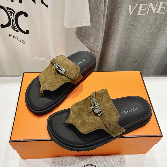 EMPIRE SANDAL BLACK MIX ARMY GREEN SUEDE