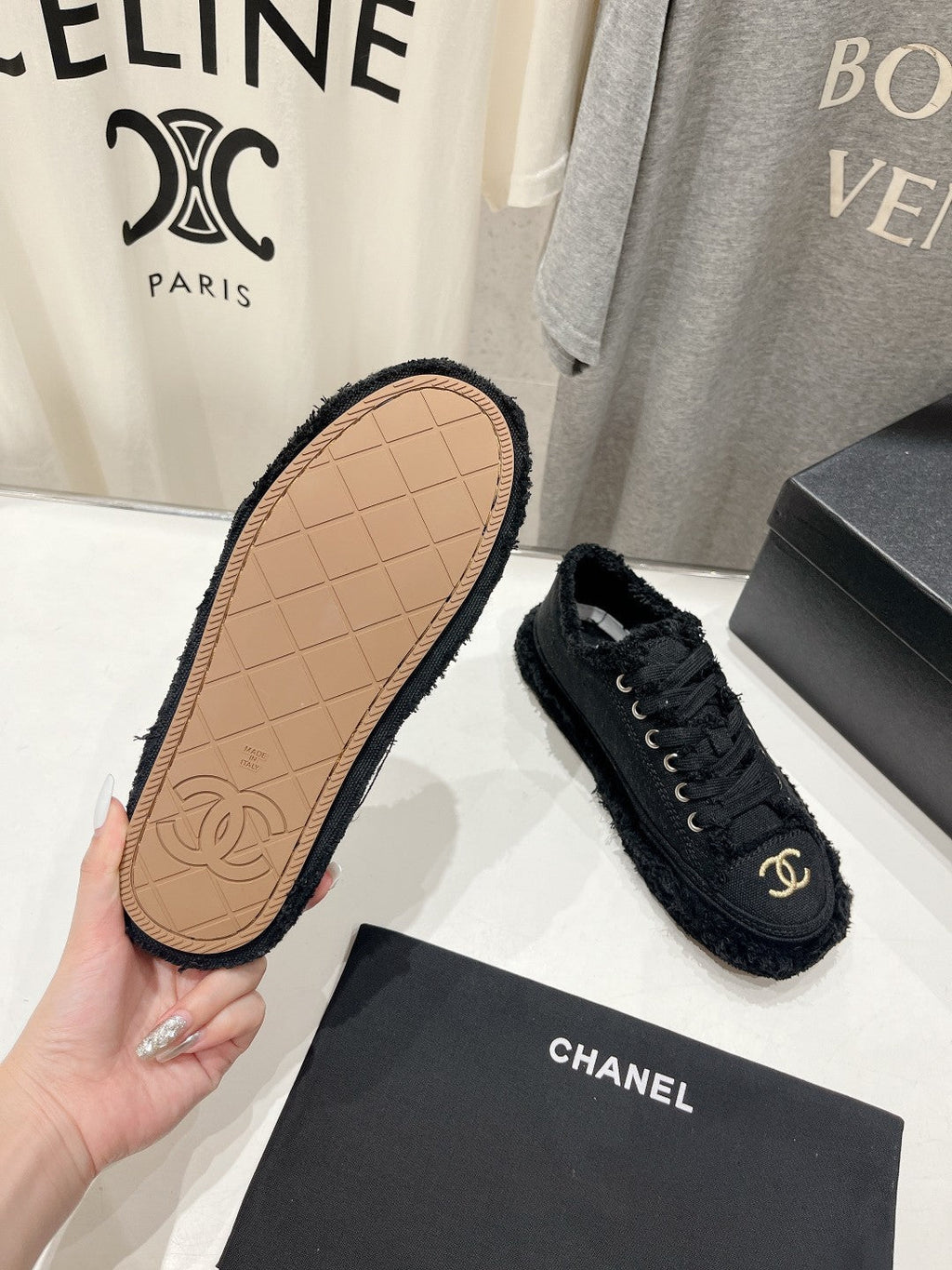 CC SNEAKER BLACK DENIM FABRIC