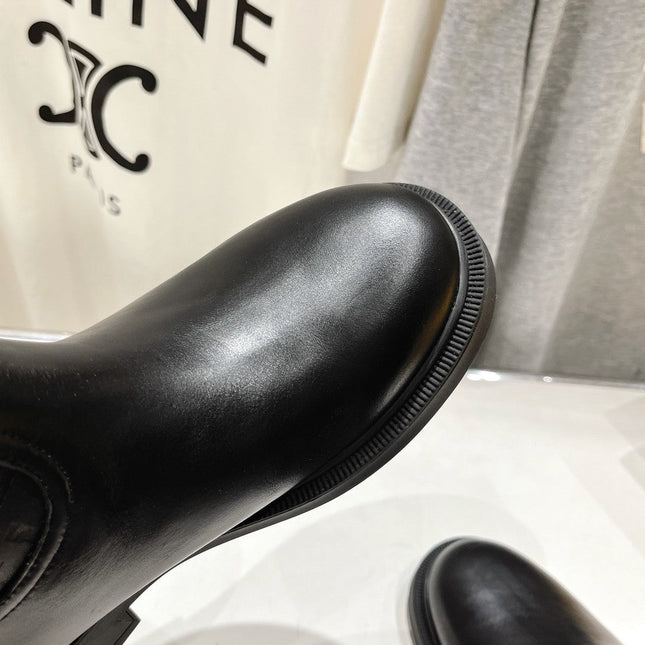 FENDI 25S HIGH BOOTS IN BLACK COWHIDE LOGO EMBOSSING