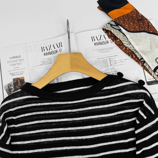 DIOR 25S OFF-SHOULDER STRIPED TOP 550