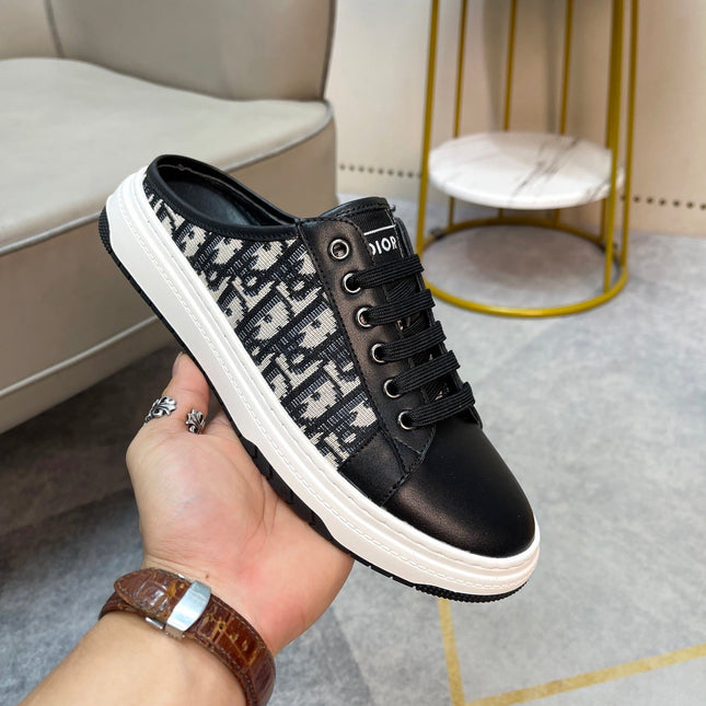 CD RETRO MULE BLACK AND BEIGE CALFSKIN