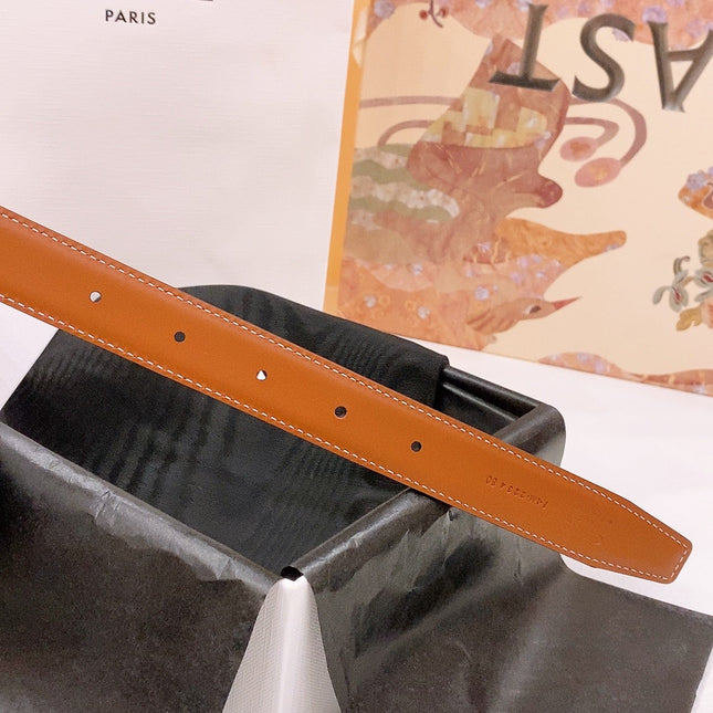 CELINE 25S BELT 25MM REVERSIBLE TRIOMPHE IN BLACK BROWN CALFSKIN 565540