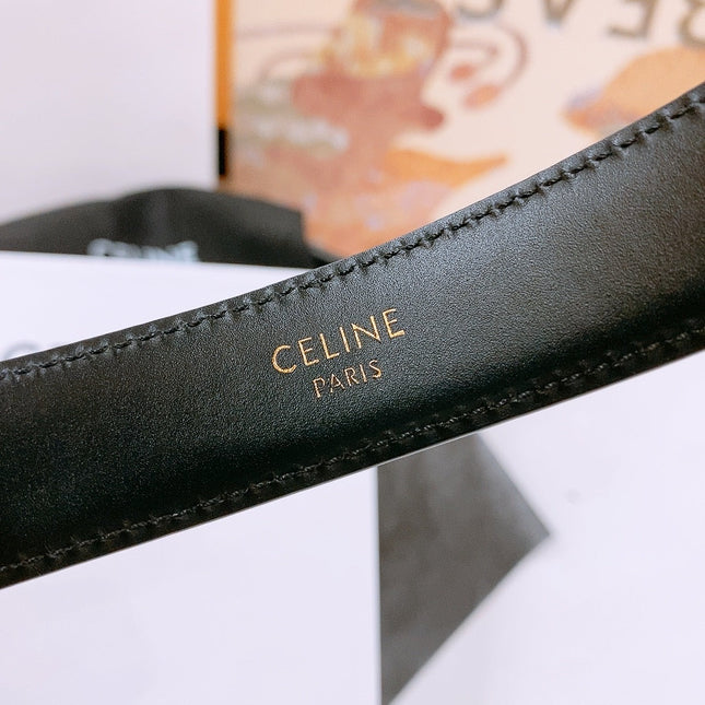 CELINE 25S TRIOMPHE BELT 25MM IN GOLD CALFSKIN GOLD HARDWARE 570966