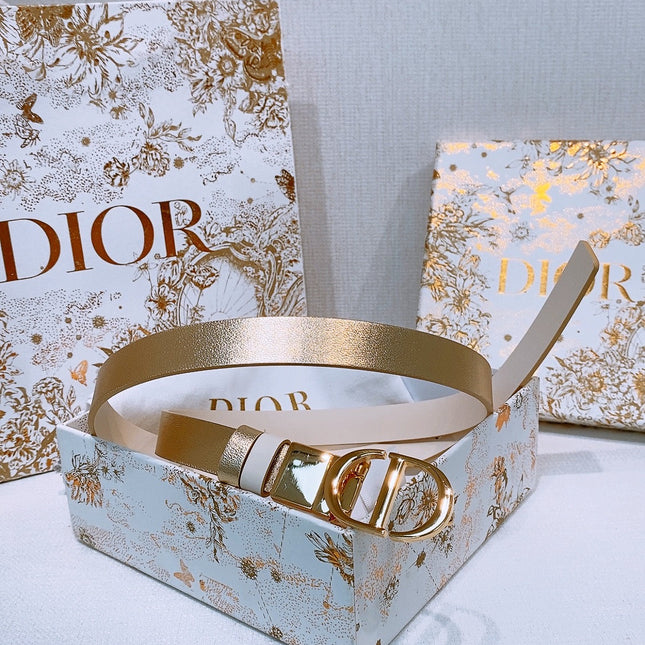 DIOR 25S BELT 20 MM IN METALLIC GOLD CALFSKIN 572893