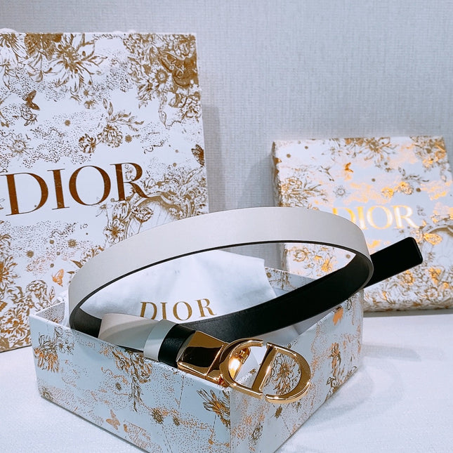 DIOR 25S BELT 20 MM IN WHITE CALFSKIN 572896