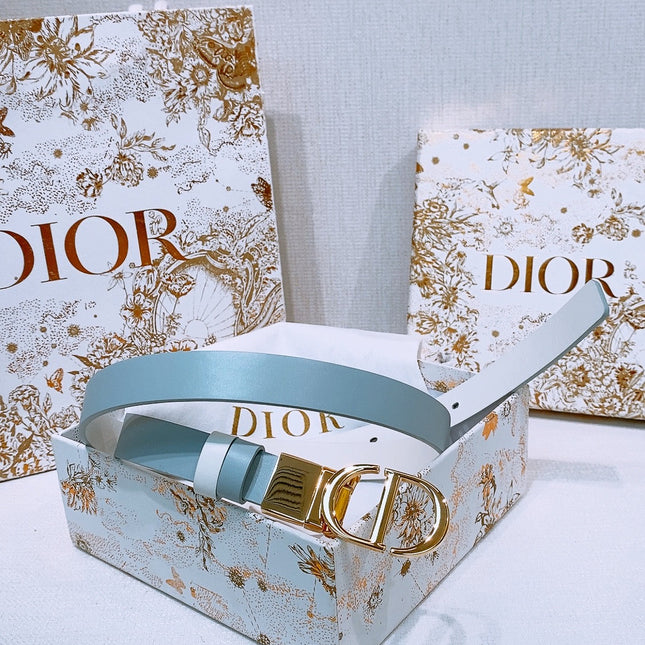 DIOR 25S BELT 20 MM IN STEEL BLUE CALFSKIN 572902