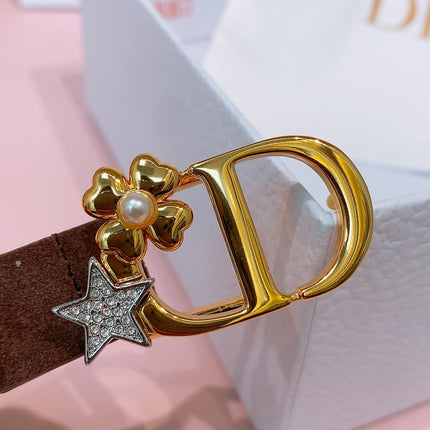 DIOR 26S BELT 20 MM IN DARK BROWN SUEDE 635760