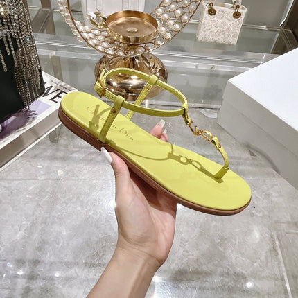 DIORIVIERA C'EST THONG SANDAL LEMON YELLOW AQUAMARINA CALFSKIN