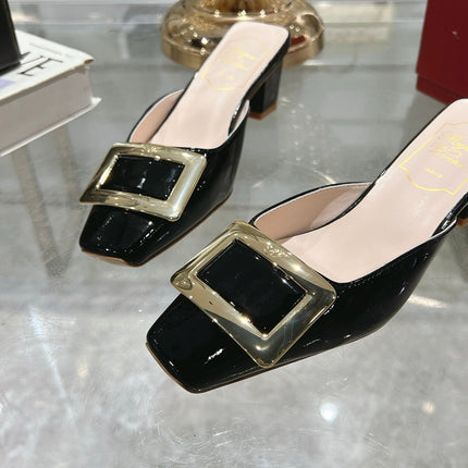 BELLE VIVIER MULES IN BLACK PATENT CALFSKIN