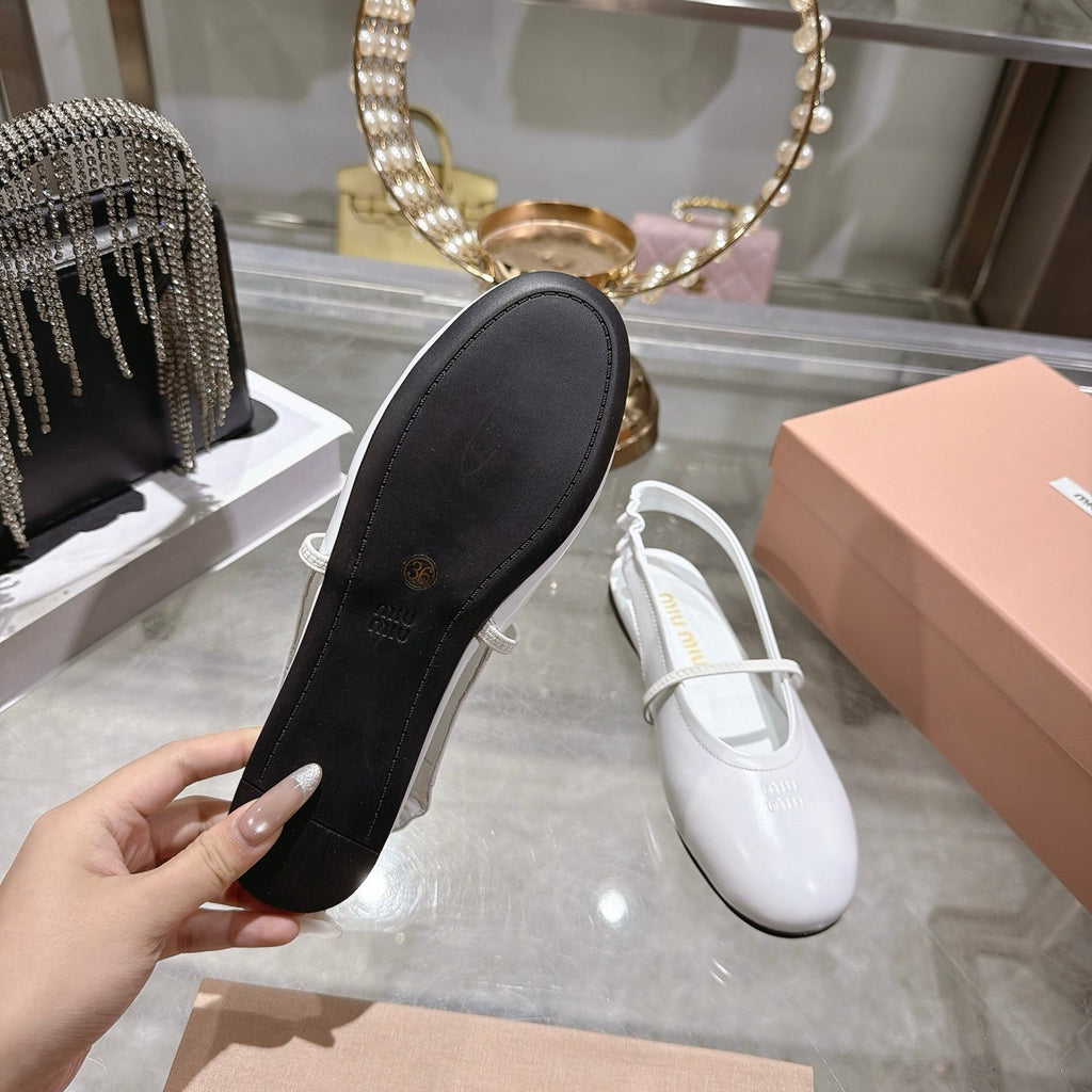 MIUMIU 26S SLINGBAC SANDALS IN WHITE CALFSKIN