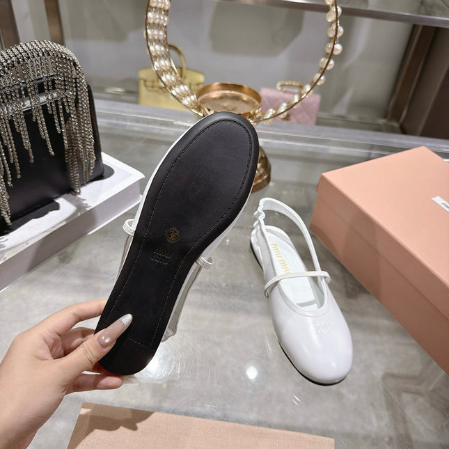 MIUMIU 26S SLINGBAC SANDALS IN WHITE CALFSKIN