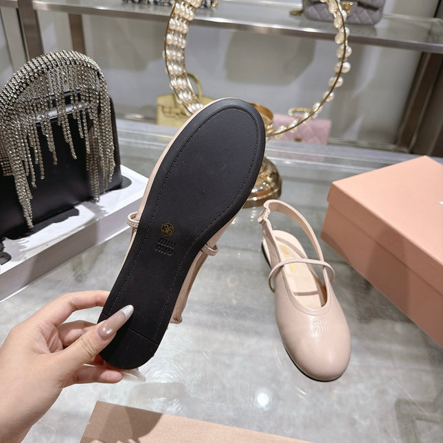 MIUMIU 26S SLINGBAC SANDALS IN LIGHT PINK CALFSKIN