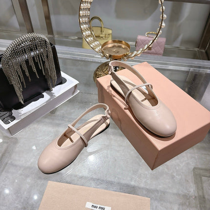 MIUMIU 26S SLINGBAC SANDALS IN LIGHT PINK CALFSKIN