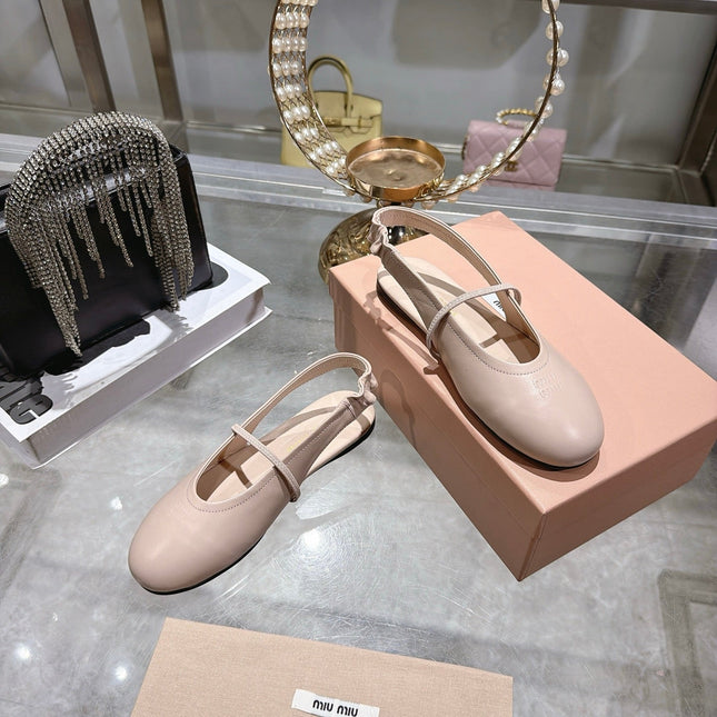 MIUMIU 26S SLINGBAC SANDALS IN LIGHT PINK CALFSKIN