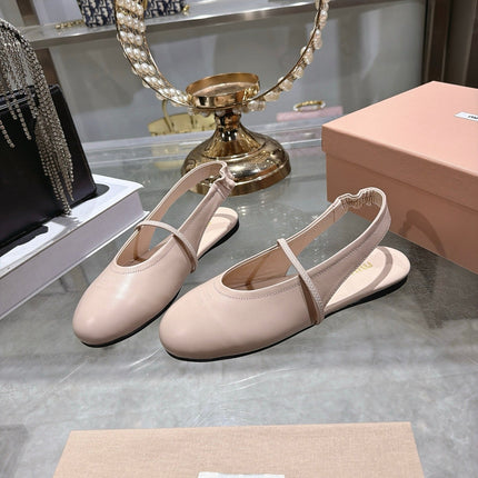 MIUMIU 26S SLINGBAC SANDALS IN LIGHT PINK CALFSKIN