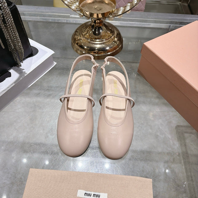MIUMIU 26S SLINGBAC SANDALS IN LIGHT PINK CALFSKIN