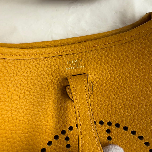 HM 25S EVELYNE 17 CM IN DARK YELLOW COWHIDE WITH GOLD HARDWARE
