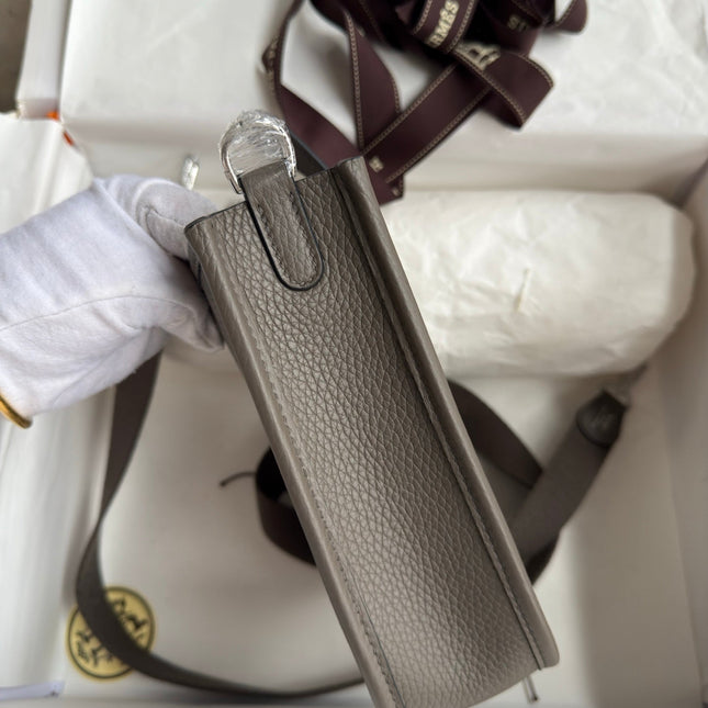 HM 25S EVELYNE 17 CM IN GRAY COWHIDE WITH SILVER HARDWARE