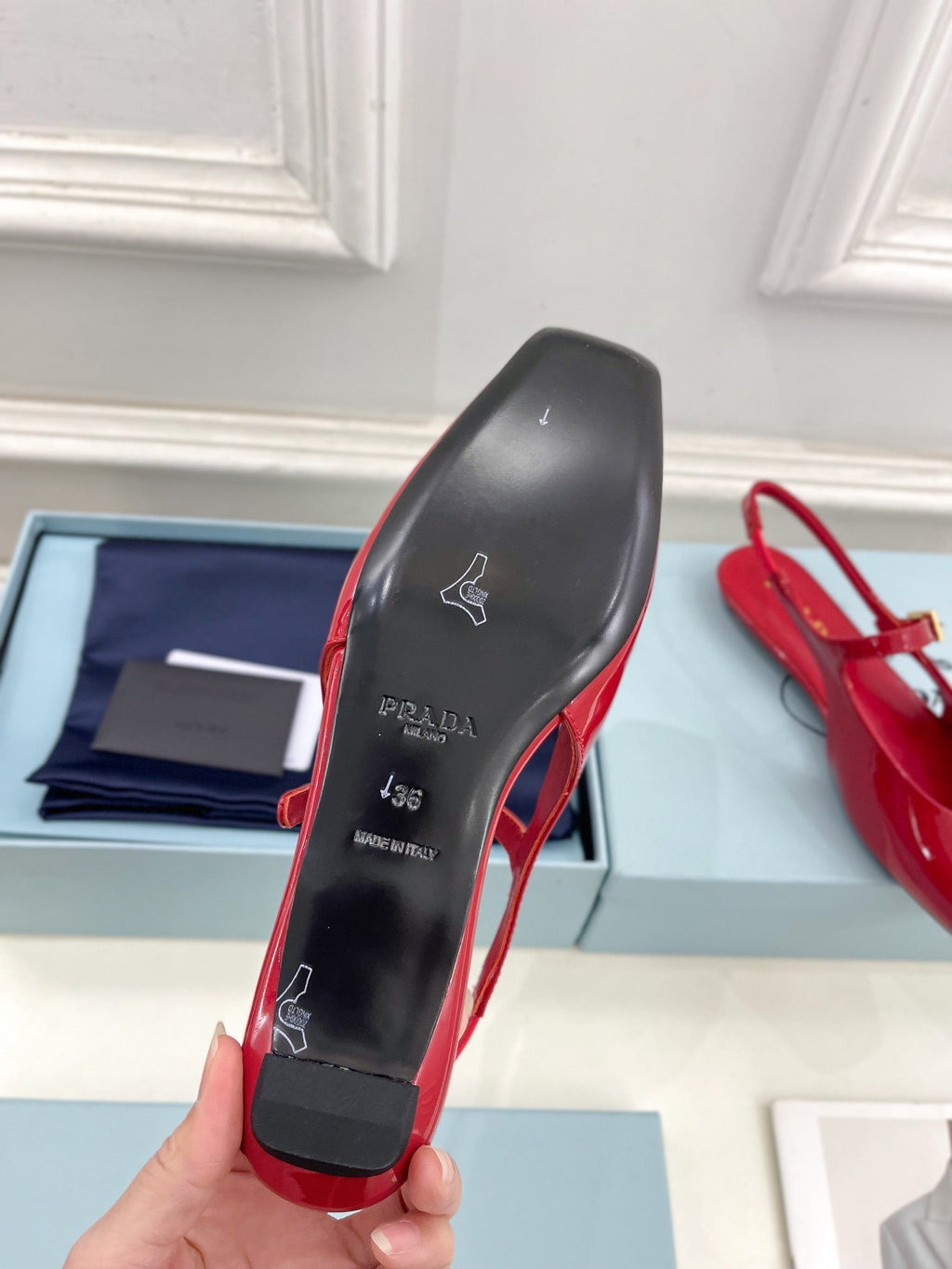 MARY JANE SLINGBACK SQUARE TOE IN CRIMSON RED PATENT SHEEPSKIN