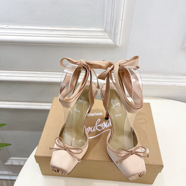CASSIA LACE UP 100MM IN BEIGE SATIN