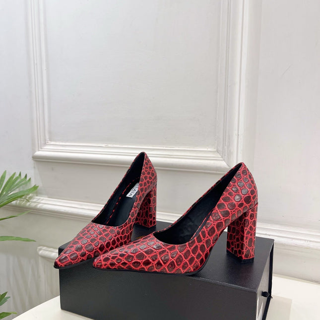 ALAIA 26S HIGH HEELS 95 MM IN DARK RED CROCODILE-EMBOSSED CALFSKIN