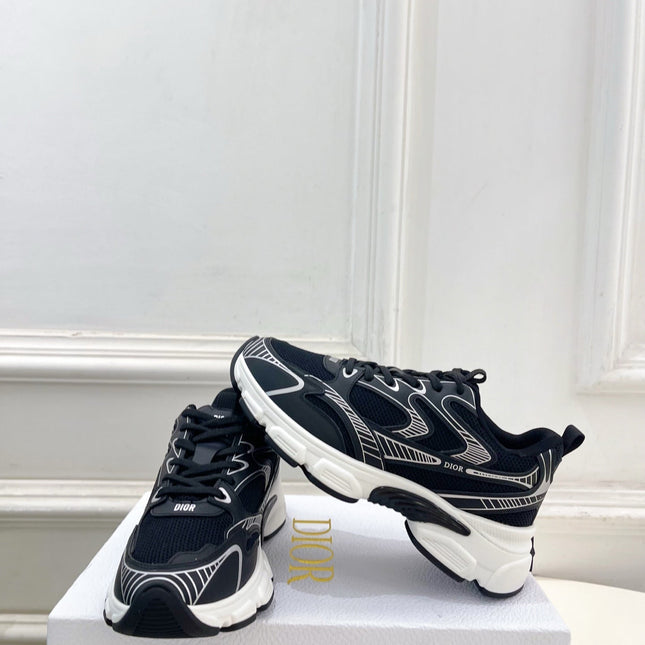 DIOR 26S SNEAKER IN BLACK CALFSKIN AND MESH FABRIC