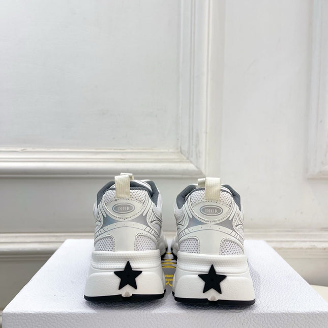 DIOR 26S SNEAKER IN WHITE GREY CALFSKIN AND MESH FABRIC