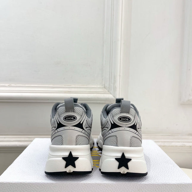 DIOR 26S SNEAKER IN GREY CALFSKIN AND MESH FABRIC