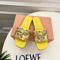 MIUMIU 26S SLIDES IN YELLOW SATIN CRYSTAL EMBELLISHED