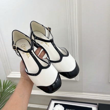 CHANEL 26S T STRAP MARY JANES IN WHITE LAMBSKIN