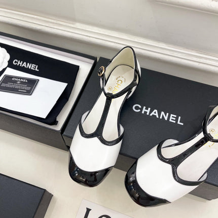 CHANEL 26S T STRAP MARY JANES IN WHITE LAMBSKIN