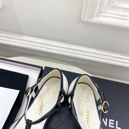 CHANEL 26S T STRAP MARY JANES IN WHITE LAMBSKIN