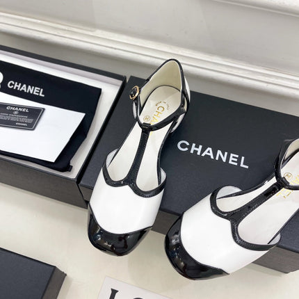 CHANEL 26S T STRAP MARY JANES IN WHITE LAMBSKIN