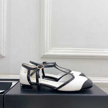 CHANEL 26S T STRAP MARY JANES IN WHITE LAMBSKIN