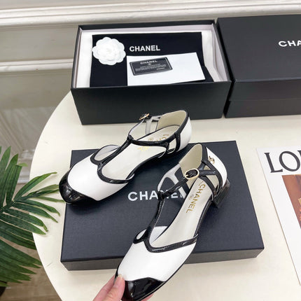 CHANEL 26S T STRAP MARY JANES IN WHITE LAMBSKIN